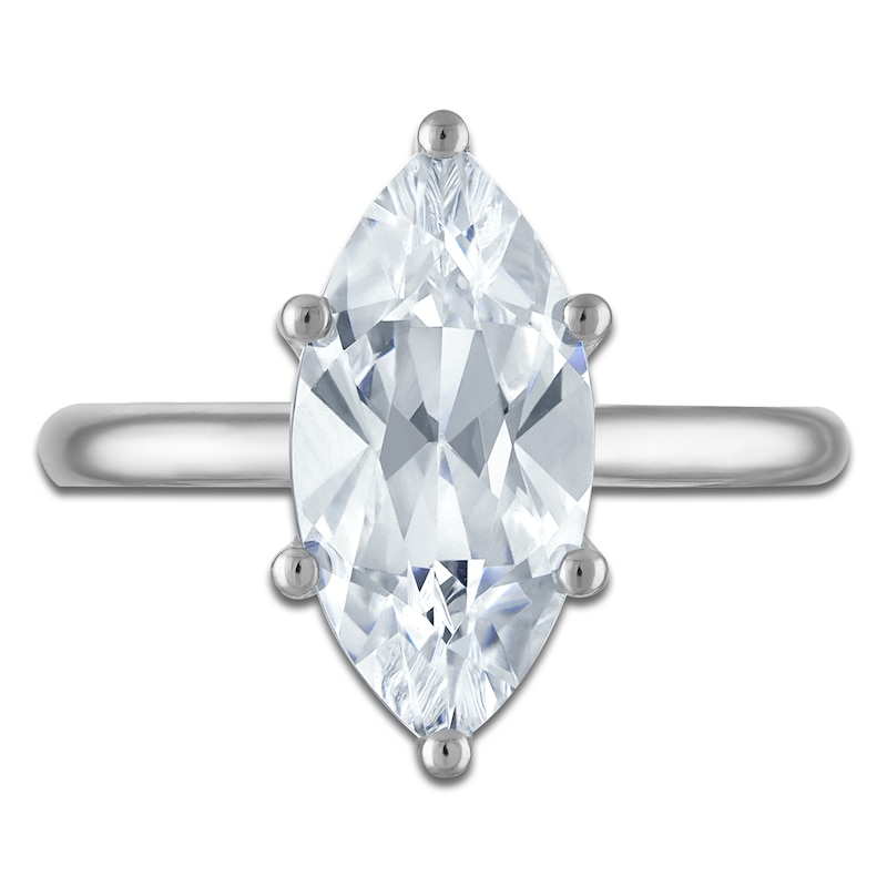 Main Image 3 of Marquise-Cut Lab-Grown Diamond Solitaire Plus Engagement Ring 3 ct tw Platinum (VS2/F)
