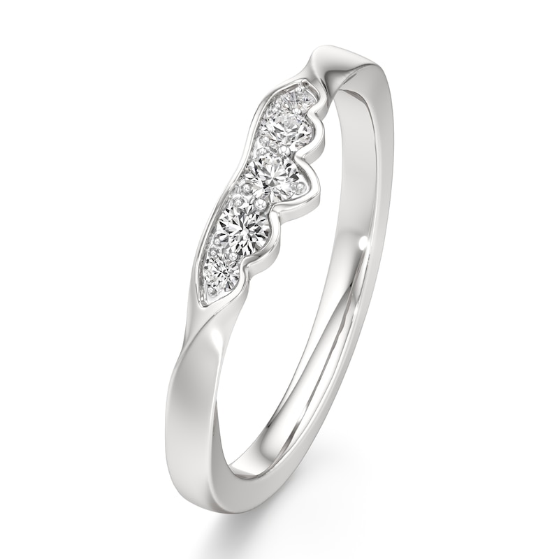 Main Image 4 of J'Lure Lab-Grown Diamond Scalloped Wedding Band 1/6 ct tw 18K White Gold