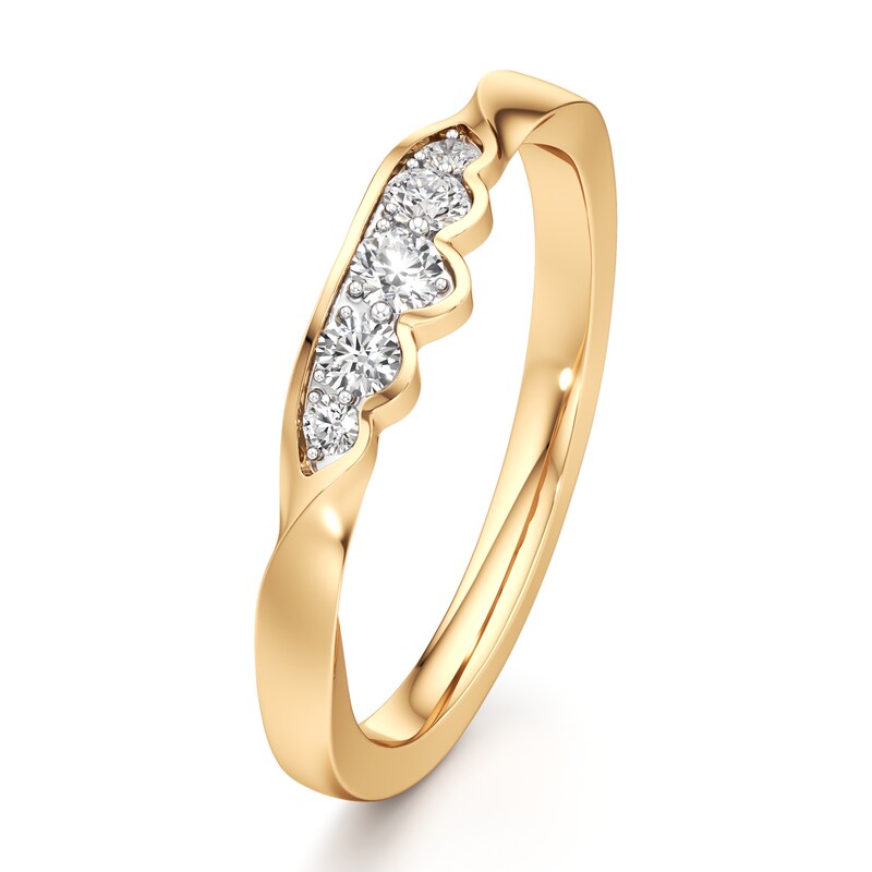 Main Image 4 of J'Lure Lab-Grown Diamond Scalloped Wedding Band 1/6 ct tw 18K Yellow Gold