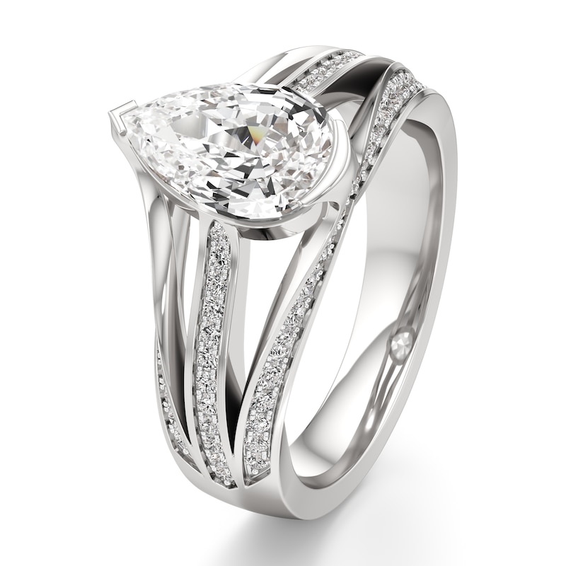 Main Image 4 of J'Lure Lab-Grown Diamond Pear Step-Cut Engagement Ring 2-3/8 ct tw 18K White Gold