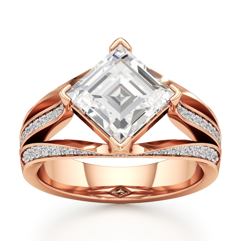Main Image 1 of J'Lure Lab-Grown Diamond Carre Step-Cut Engagement Ring 3-1/2 ct tw 18K Rose Gold