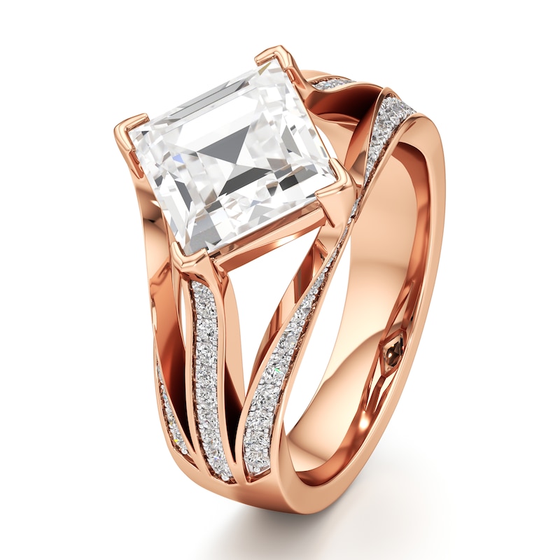 Main Image 4 of J'Lure Lab-Grown Diamond Carre Step-Cut Engagement Ring 3-1/2 ct tw 18K Rose Gold