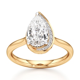 J'Lure Pear Step-Cut Lab-Grown Diamond Half-Halo Engagement Ring 2 ct tw 18K Yellow Gold