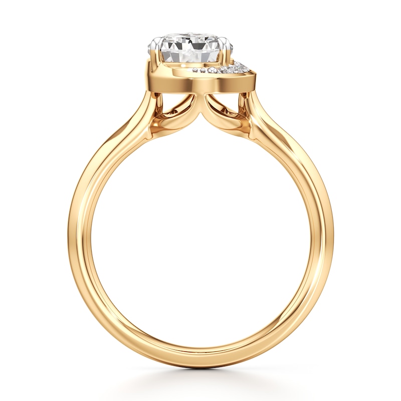Main Image 2 of J'Lure Pear Step-Cut Lab-Grown Diamond Half-Halo Engagement Ring 2 ct tw 18K Yellow Gold