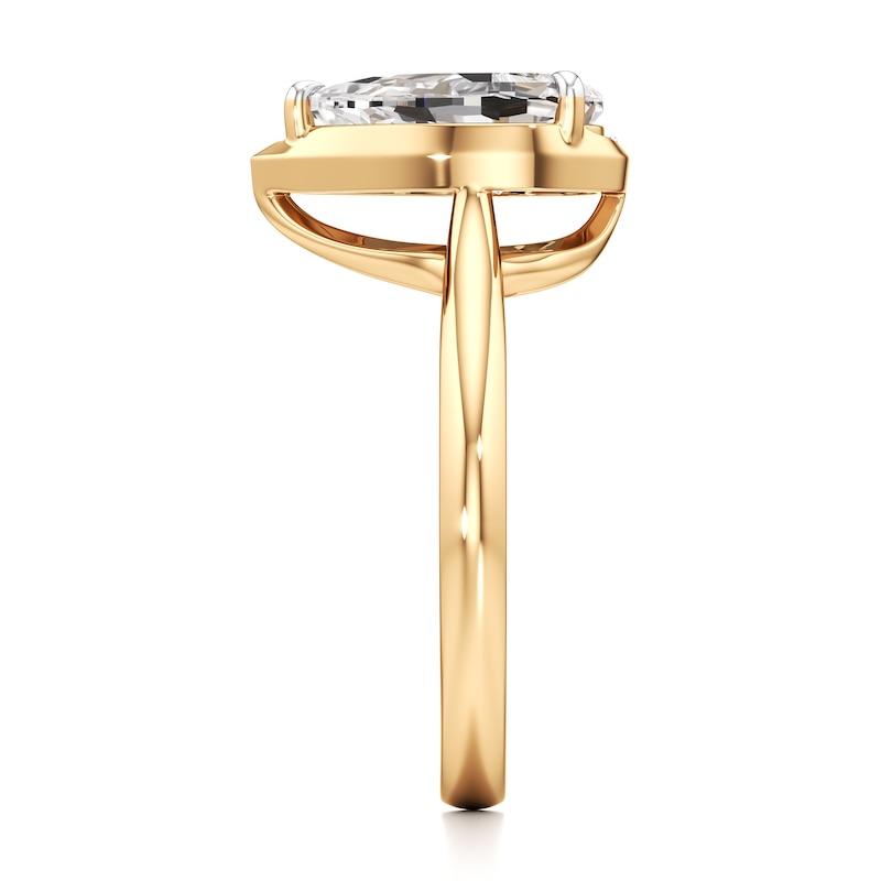 Main Image 3 of J'Lure Pear Step-Cut Lab-Grown Diamond Half-Halo Engagement Ring 2 ct tw 18K Yellow Gold