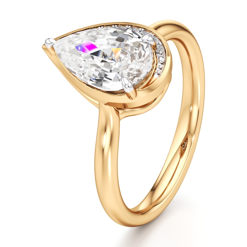 Main Image 4 of J'Lure Pear Step-Cut Lab-Grown Diamond Half-Halo Engagement Ring 2 ct tw 18K Yellow Gold