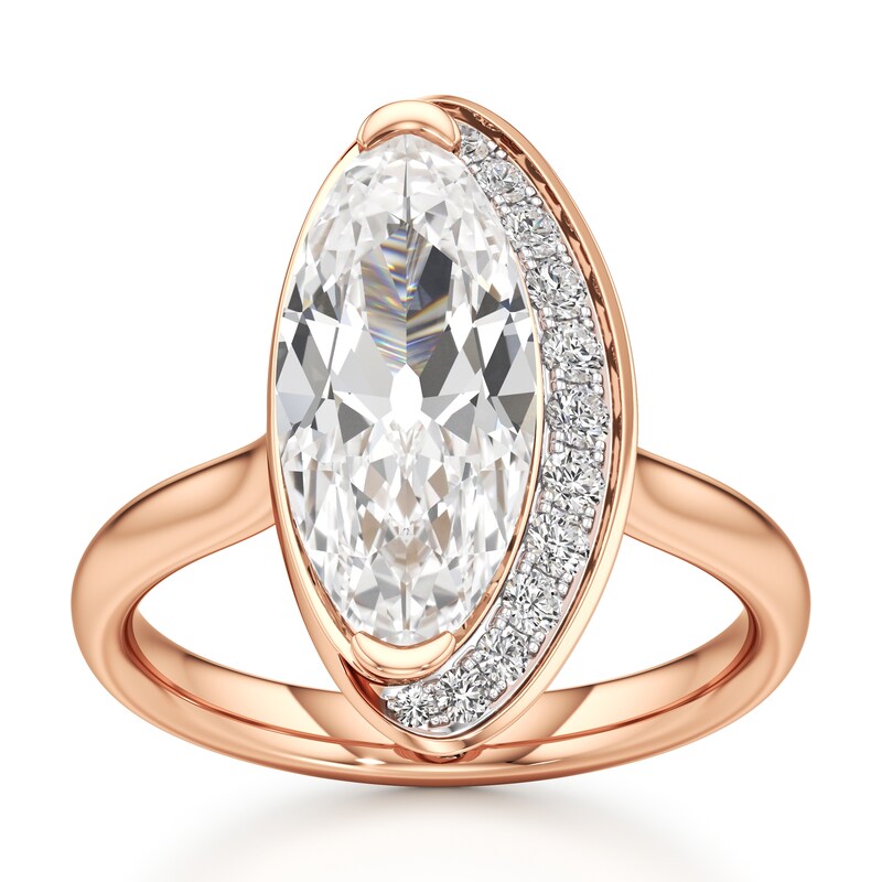 Main Image 1 of J'Lure Moval Old-Cut Lab-Grown Diamond Half-Halo Engagement Ring 3-1/5 ct tw 18K Rose Gold