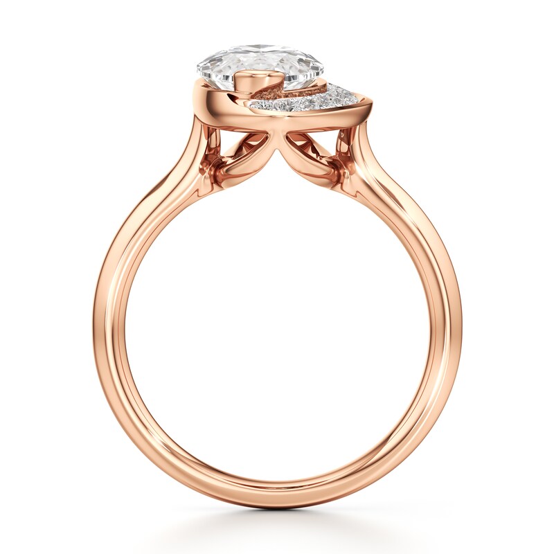 Main Image 2 of J'Lure Moval Old-Cut Lab-Grown Diamond Half-Halo Engagement Ring 3-1/5 ct tw 18K Rose Gold