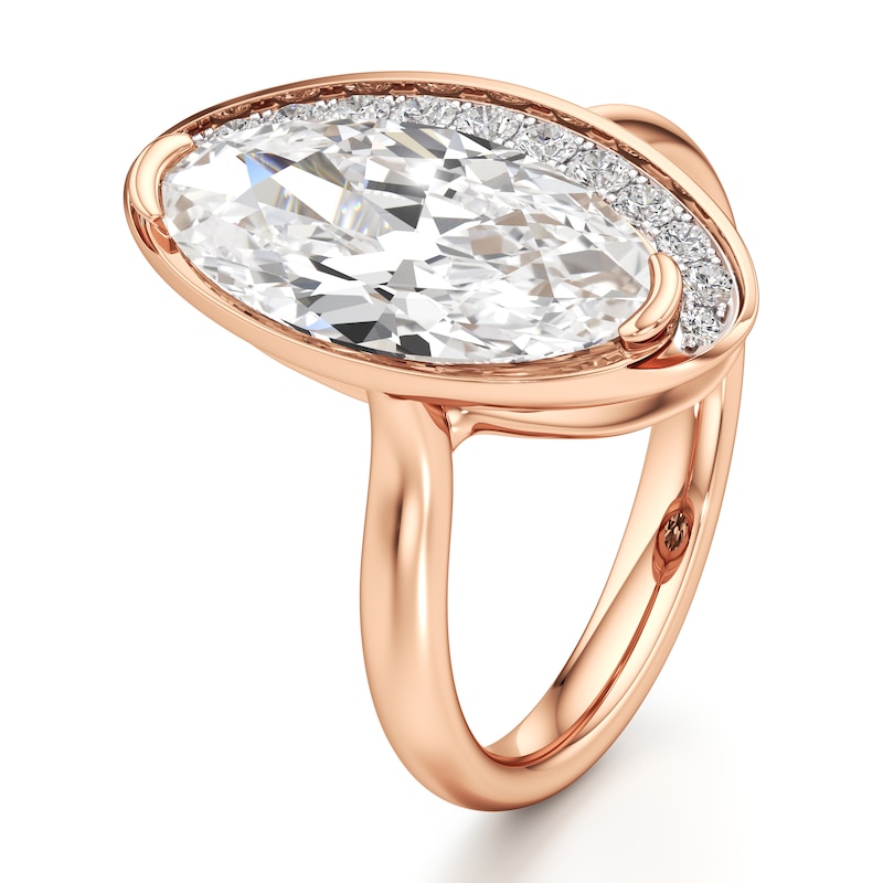 Main Image 4 of J'Lure Moval Old-Cut Lab-Grown Diamond Half-Halo Engagement Ring 3-1/5 ct tw 18K Rose Gold