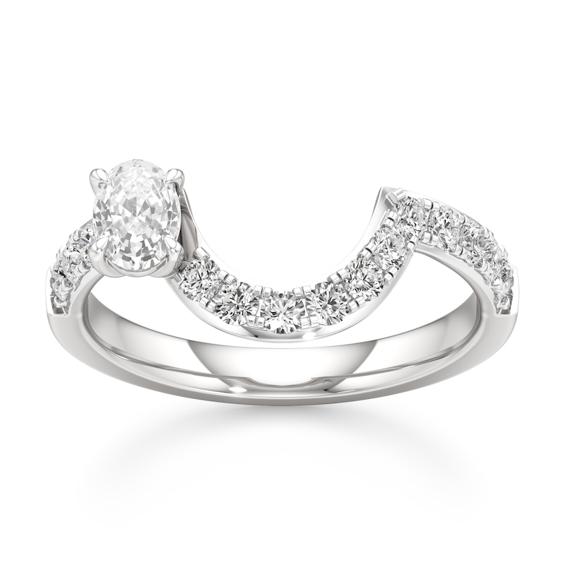 Main Image 1 of J'Lure Oval Step-Cut Lab-Grown Diamond Contour Wedding Band 3/4 ct tw 18K White Gold