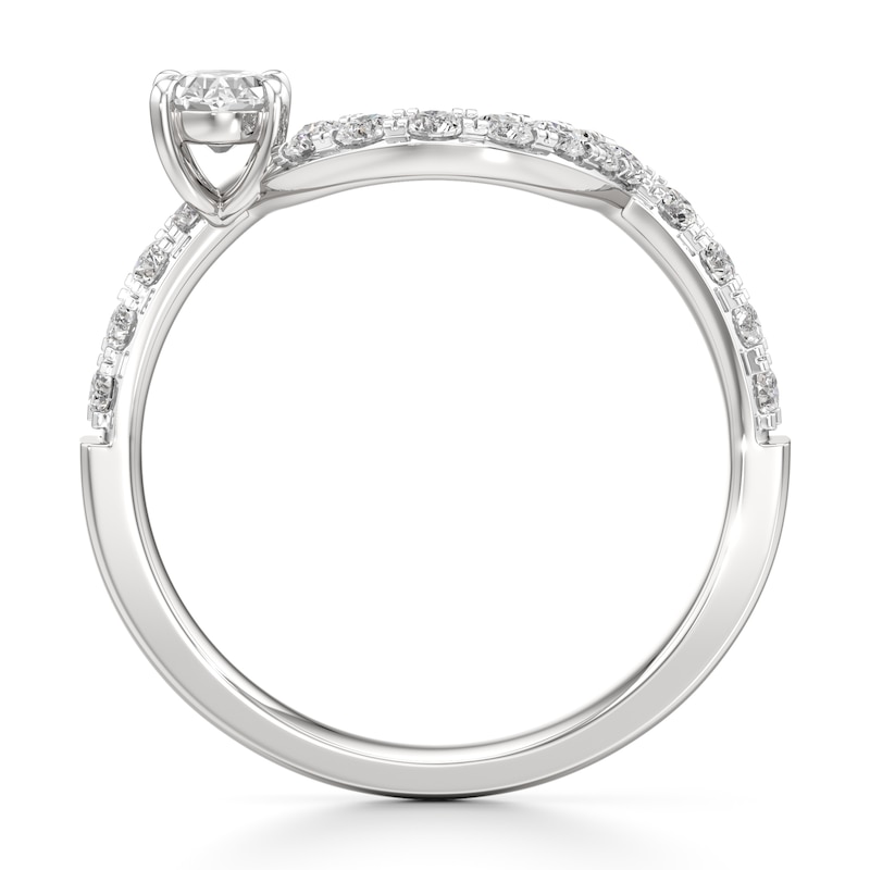 Main Image 2 of J'Lure Oval Step-Cut Lab-Grown Diamond Contour Wedding Band 3/4 ct tw 18K White Gold