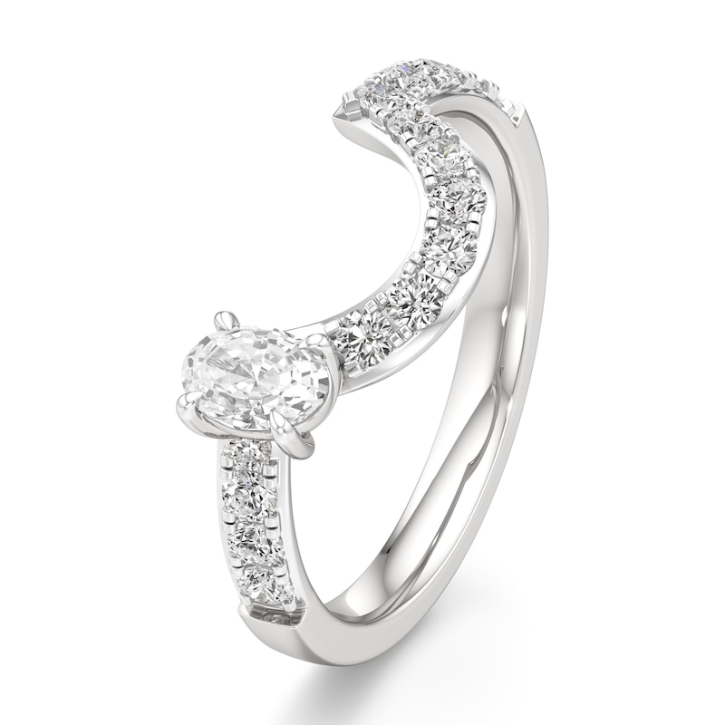 Main Image 4 of J'Lure Oval Step-Cut Lab-Grown Diamond Contour Wedding Band 3/4 ct tw 18K White Gold