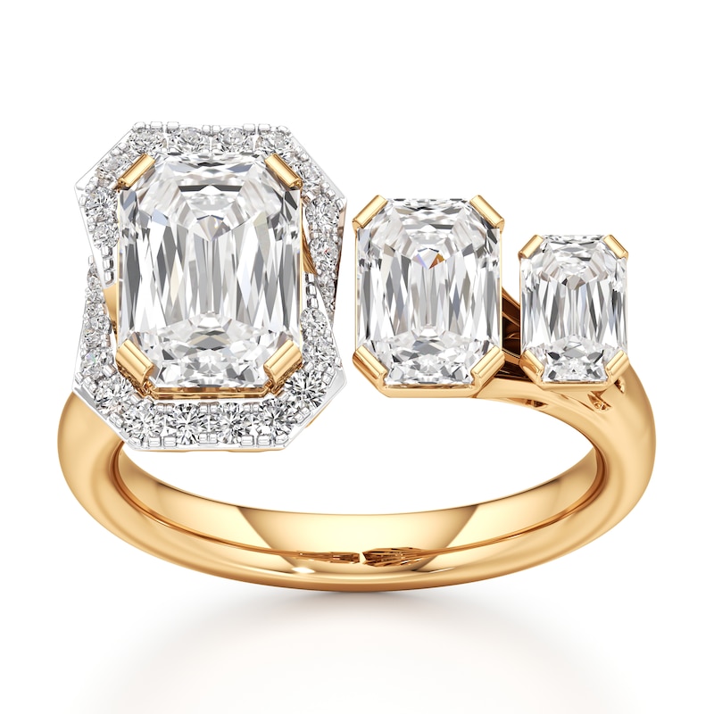Main Image 1 of J'Lure Imperial-Emerald Step-Cut Lab-Grown Diamond Engagement Ring 3-5/8 ct tw 18K Yellow Gold