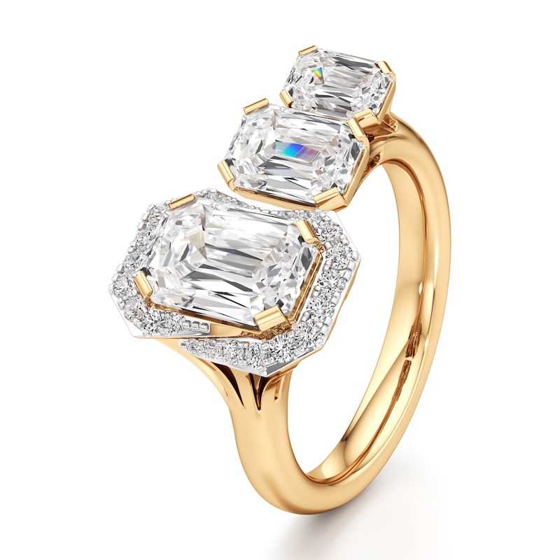 Main Image 4 of J'Lure Imperial-Emerald Step-Cut Lab-Grown Diamond Engagement Ring 3-5/8 ct tw 18K Yellow Gold