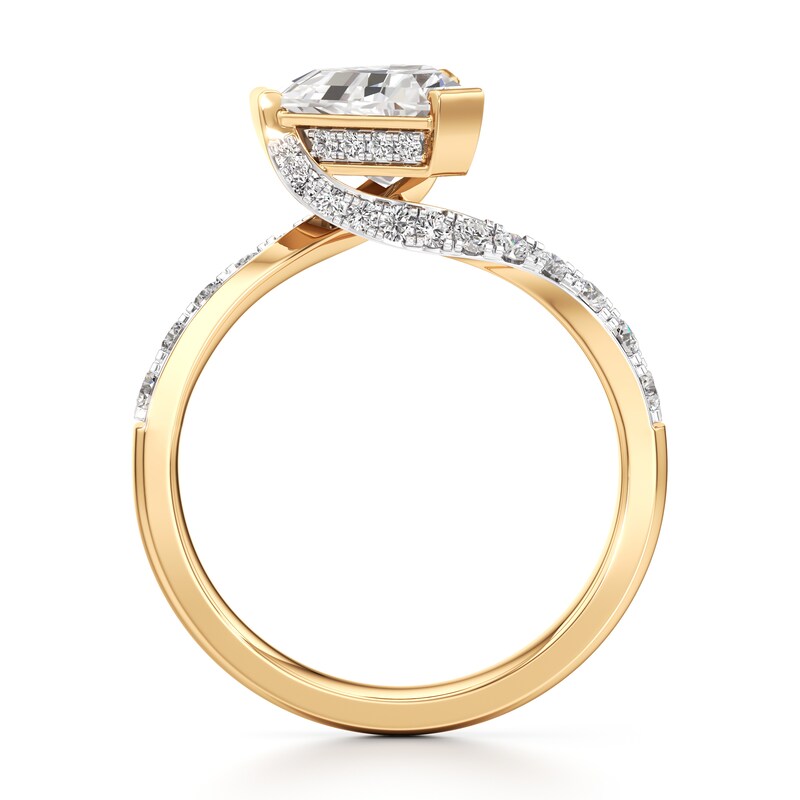 Main Image 2 of J'Lure Shield Step-Cut Lab-Grown Diamond Bypass Engagement Ring 2-1/3 ct tw 18K Yellow Gold