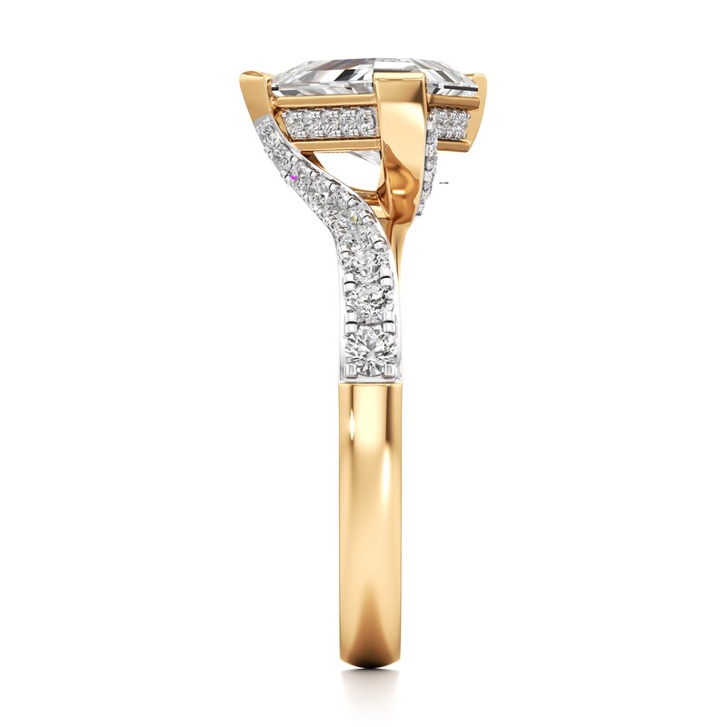 Main Image 3 of J'Lure Shield Step-Cut Lab-Grown Diamond Bypass Engagement Ring 2-1/3 ct tw 18K Yellow Gold