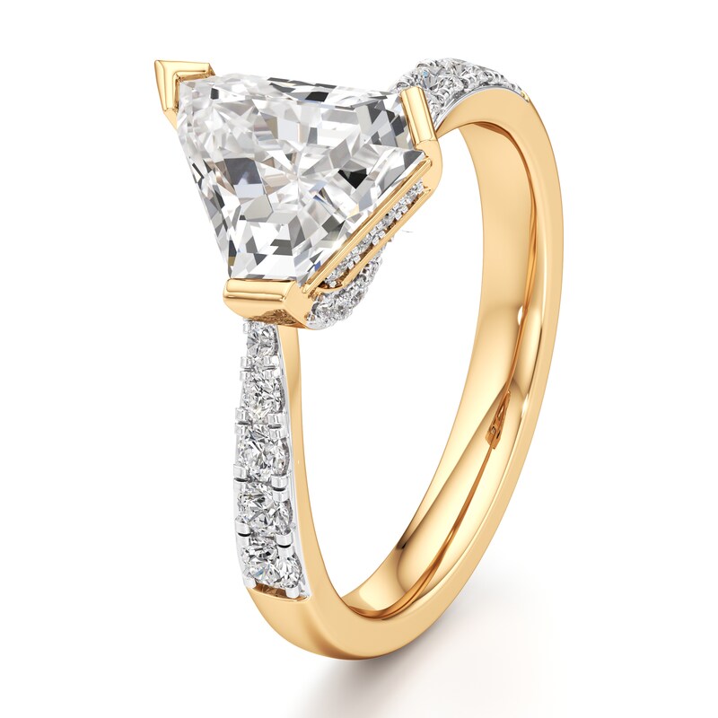 Main Image 4 of J'Lure Shield Step-Cut Lab-Grown Diamond Bypass Engagement Ring 2-1/3 ct tw 18K Yellow Gold