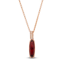 Le Vian Silhouette Elongated Cushion-Cut Natural Garnet Necklace 1/8 ct tw Diamonds 14K Strawberry Gold 19"