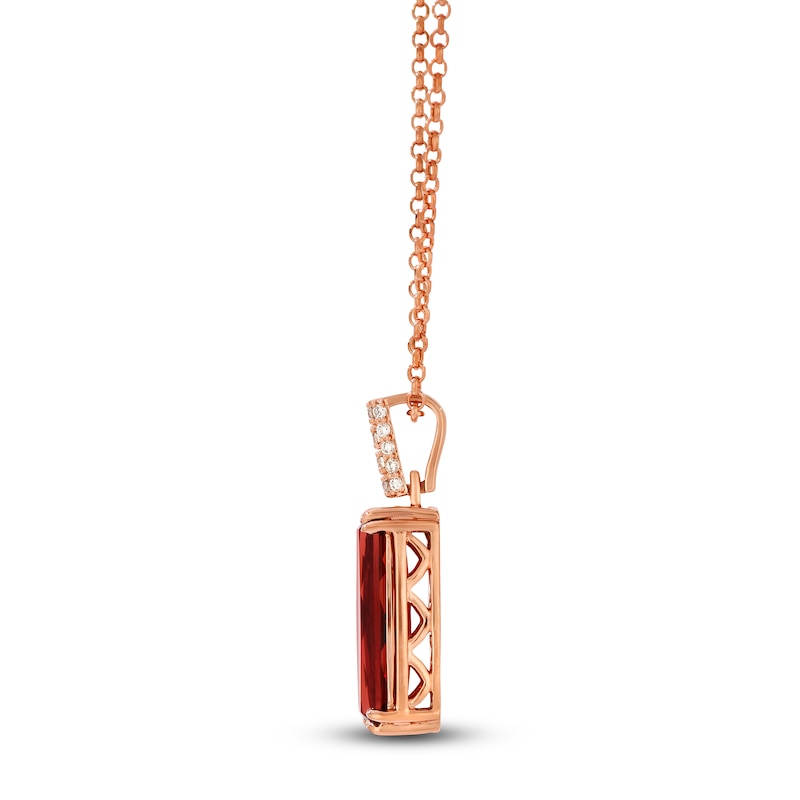 Main Image 2 of Le Vian Silhouette Elongated Cushion-Cut Natural Garnet Necklace 1/8 ct tw Diamonds 14K Strawberry Gold 19"