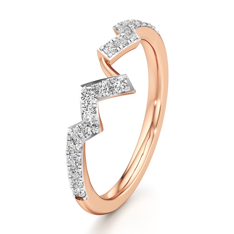 Main Image 4 of J'Lure Lab-Grown Diamond Angled Contour Wedding Band 1/4 ct tw 18K Rose Gold