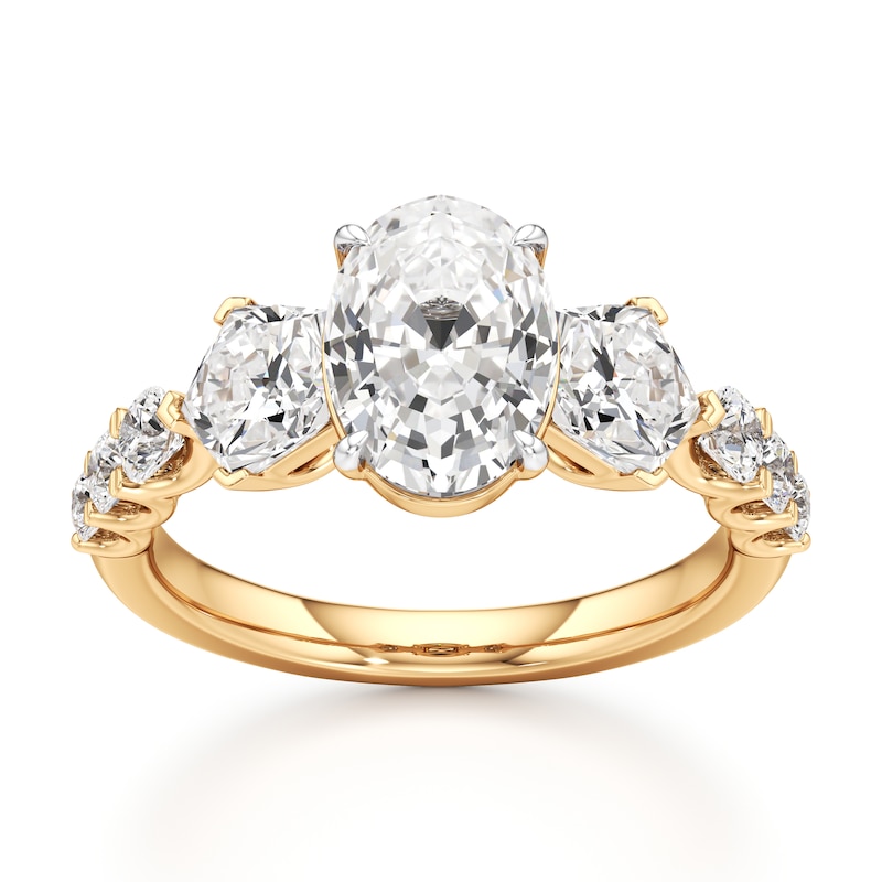 Main Image 1 of J'Lure Oval Step-Cut Lab-Grown Diamond Engagement Ring 3-1/2 ct tw 18K Yellow Gold