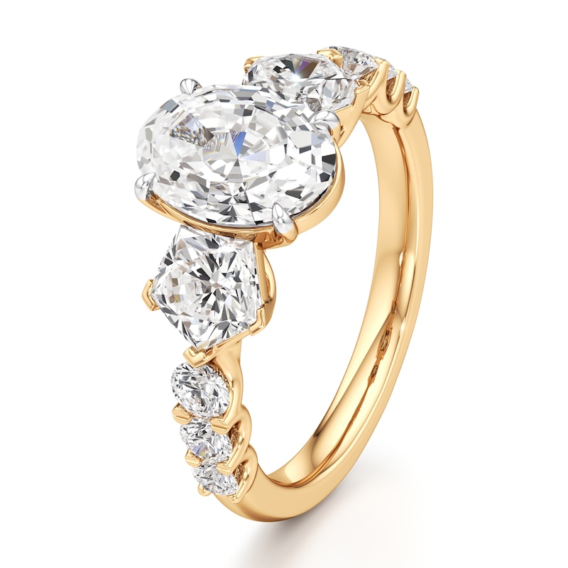 Main Image 4 of J'Lure Oval Step-Cut Lab-Grown Diamond Engagement Ring 3-1/2 ct tw 18K Yellow Gold