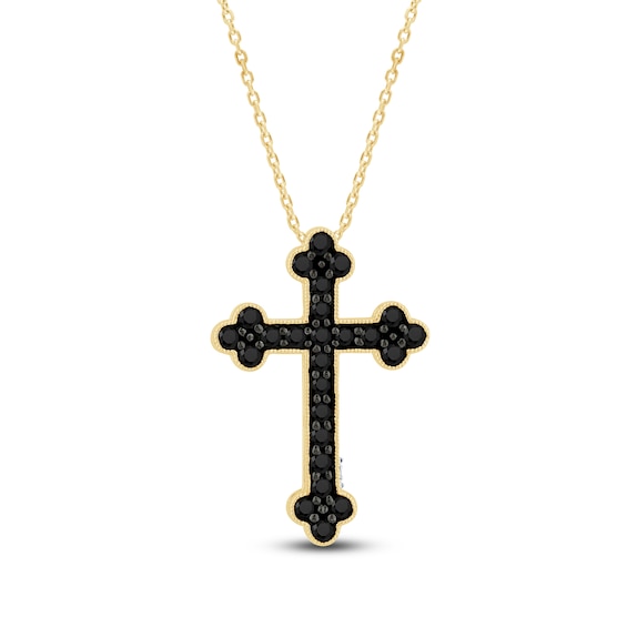 Pnina Tornai Black Diamond Cross Necklace 5/8 ct tw 14K Yellow Gold 18"