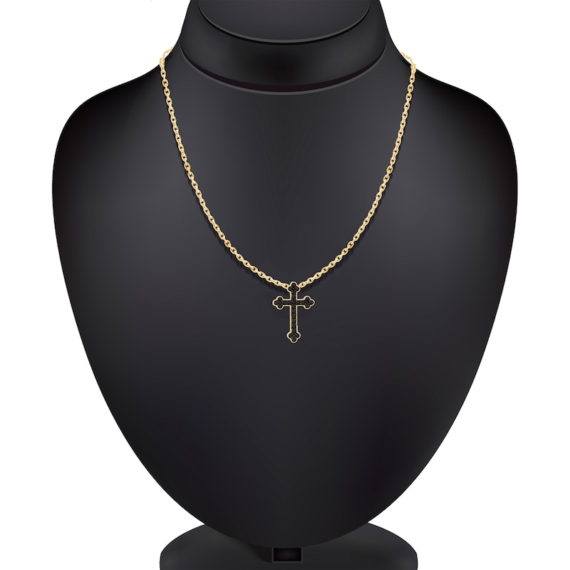 Main Image 3 of Pnina Tornai Black Diamond Cross Necklace 5/8 ct tw 14K Yellow Gold 18"
