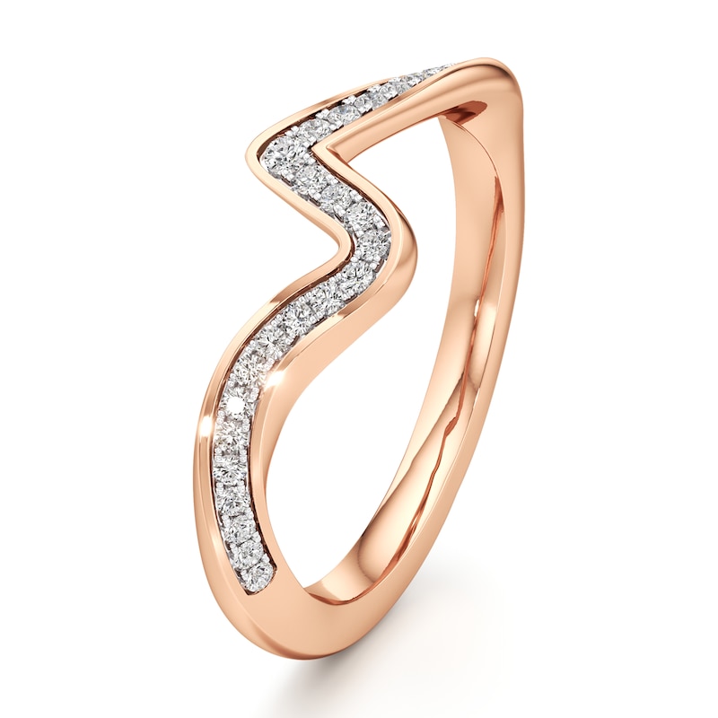 Main Image 4 of J'Lure Lab-Grown Diamond Contour Wedding Band 1/6 ct tw 18K Rose Gold