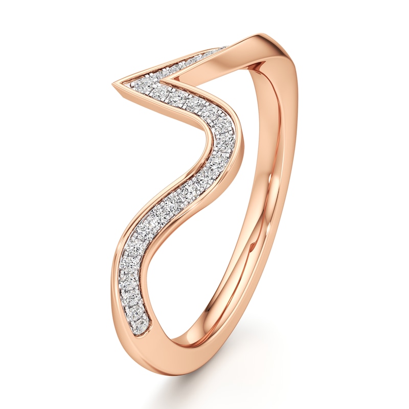 Main Image 4 of J'Lure Lab-Grown Diamond Contour Wedding Band 1/6 ct tw 18K Rose Gold