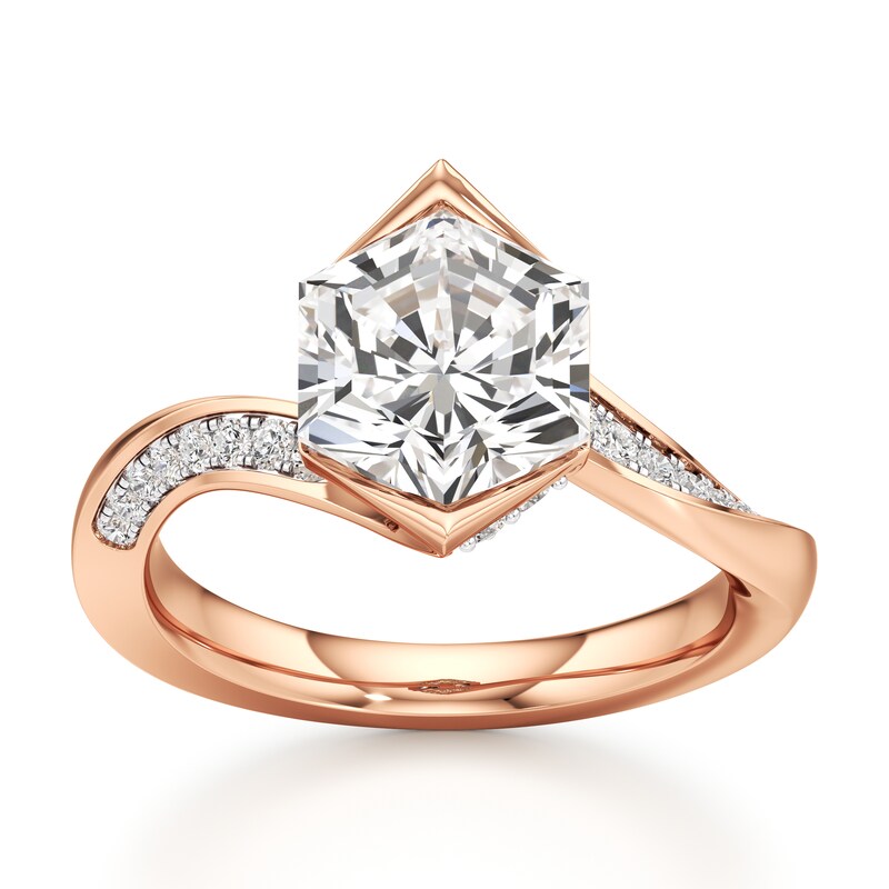 Main Image 1 of J'Lure Hexagon Brilliant-Cut Lab-Grown Diamond Bypass Engagement Ring 3-1/4 ct tw 18K Rose Gold