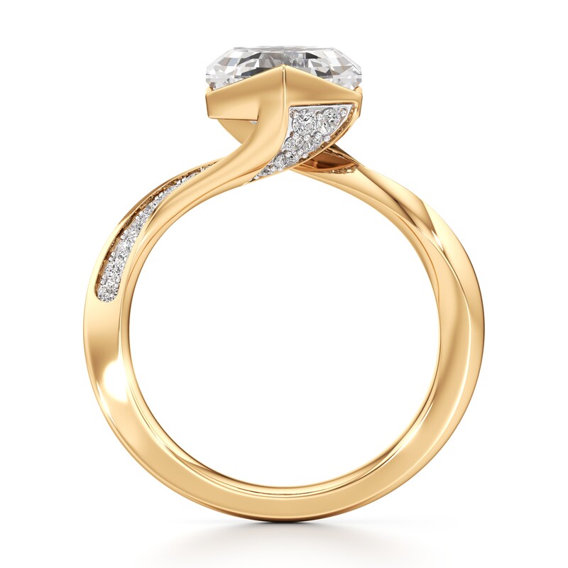 Main Image 2 of J'Lure Hexagon Step-Cut Lab-Grown Diamond Bypass Engagement Ring 3-1/4 ct tw 18K Yellow Gold
