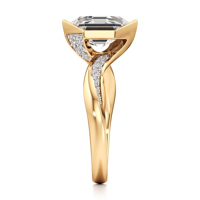 Main Image 3 of J'Lure Hexagon Step-Cut Lab-Grown Diamond Bypass Engagement Ring 3-1/4 ct tw 18K Yellow Gold