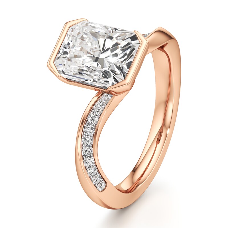 Main Image 4 of J'Lure Radiant Brilliant-Cut Lab-Grown Diamond Bypass Engagement Ring 3-1/4 ct tw 18K Rose Gold