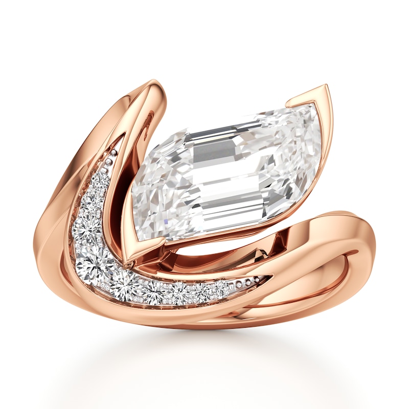 Main Image 1 of J'Lure Leaf Step-Cut Lab-Grown Diamond Engagement Ring 3 ct tw 18K Rose Gold