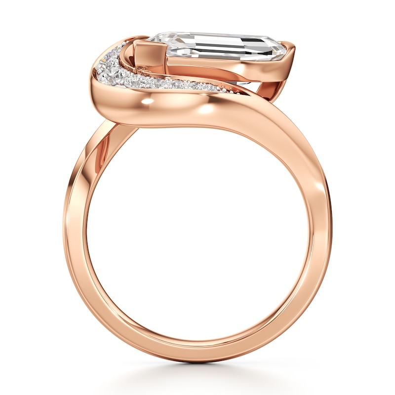 Main Image 2 of J'Lure Leaf Step-Cut Lab-Grown Diamond Engagement Ring 3 ct tw 18K Rose Gold