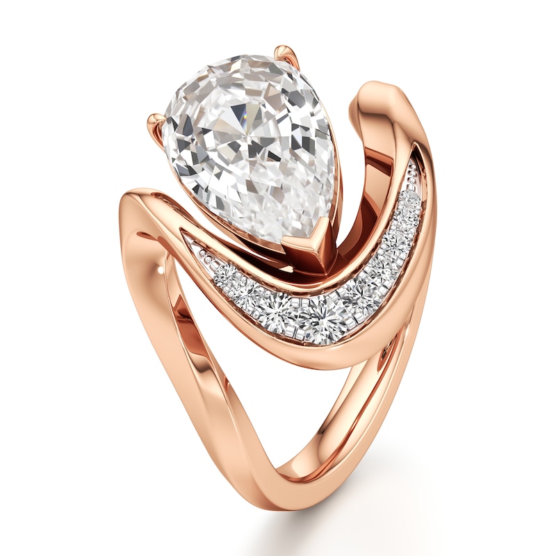 Main Image 4 of J'Lure Pear Step-Cut Lab-Grown Diamond Engagement Ring 3 ct tw 18K Rose Gold