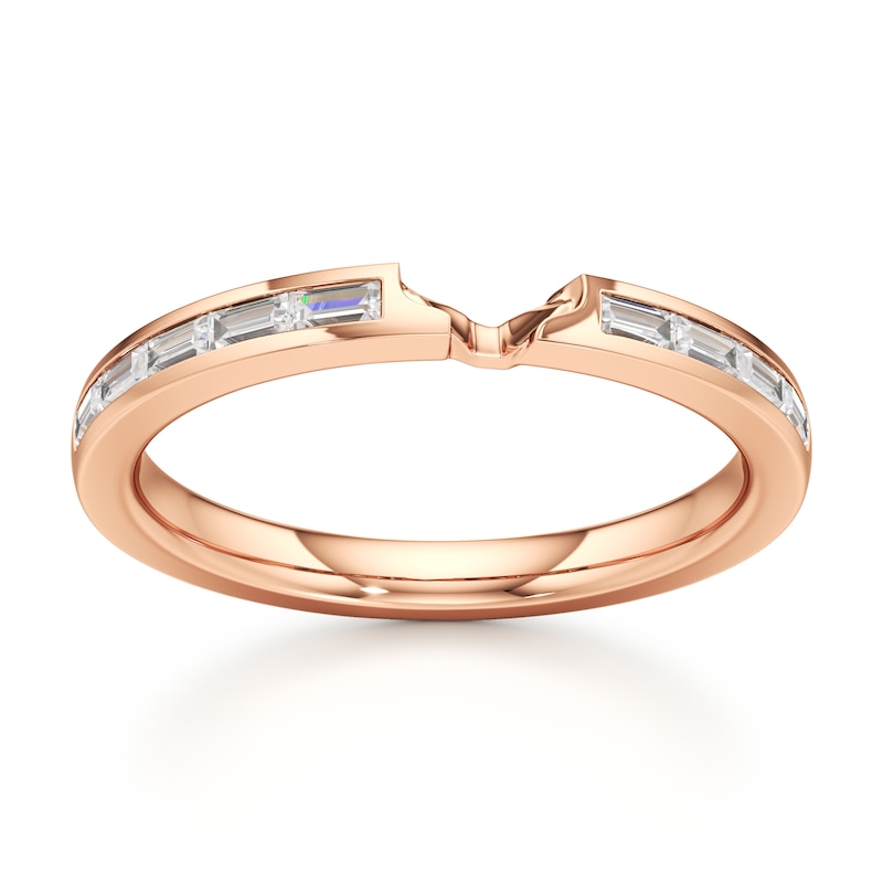 Main Image 1 of J'Lure Baguette-Cut Lab-Grown Diamond Contour Wedding Band 3/8 ct tw 18K Rose Gold