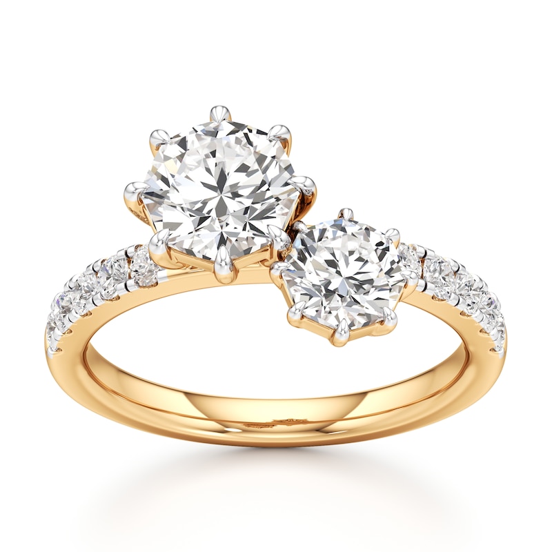 Main Image 1 of J'Lure Octagon Brilliant-Cut Two-Stone Lab-Grown Diamond Engagement Ring 1-7/8 ct tw 18K Yellow Gold