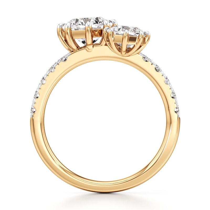 Main Image 2 of J'Lure Octagon Brilliant-Cut Two-Stone Lab-Grown Diamond Engagement Ring 1-7/8 ct tw 18K Yellow Gold