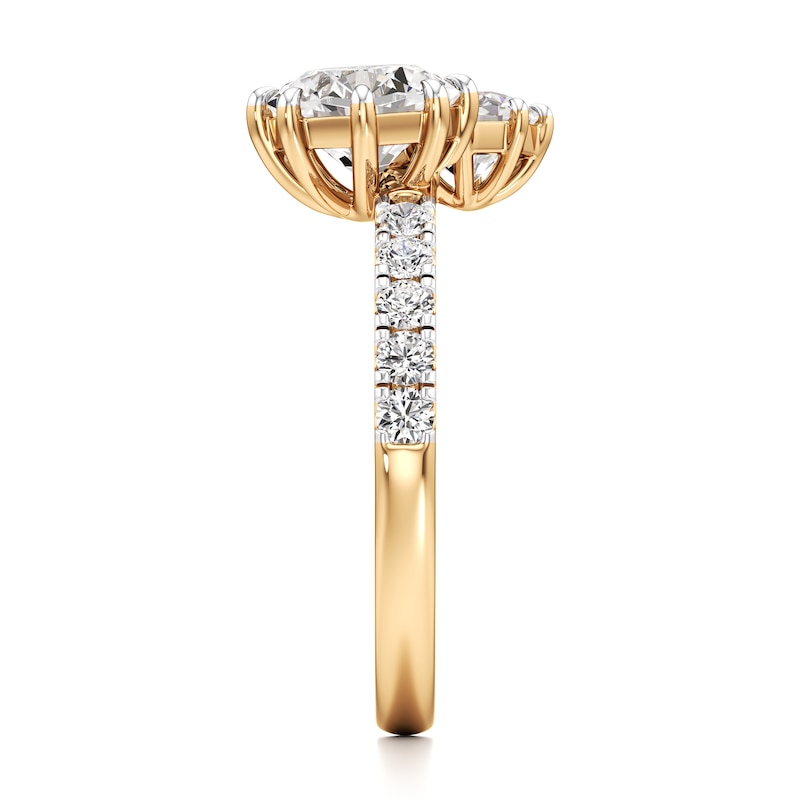 Main Image 3 of J'Lure Octagon Brilliant-Cut Two-Stone Lab-Grown Diamond Engagement Ring 1-7/8 ct tw 18K Yellow Gold