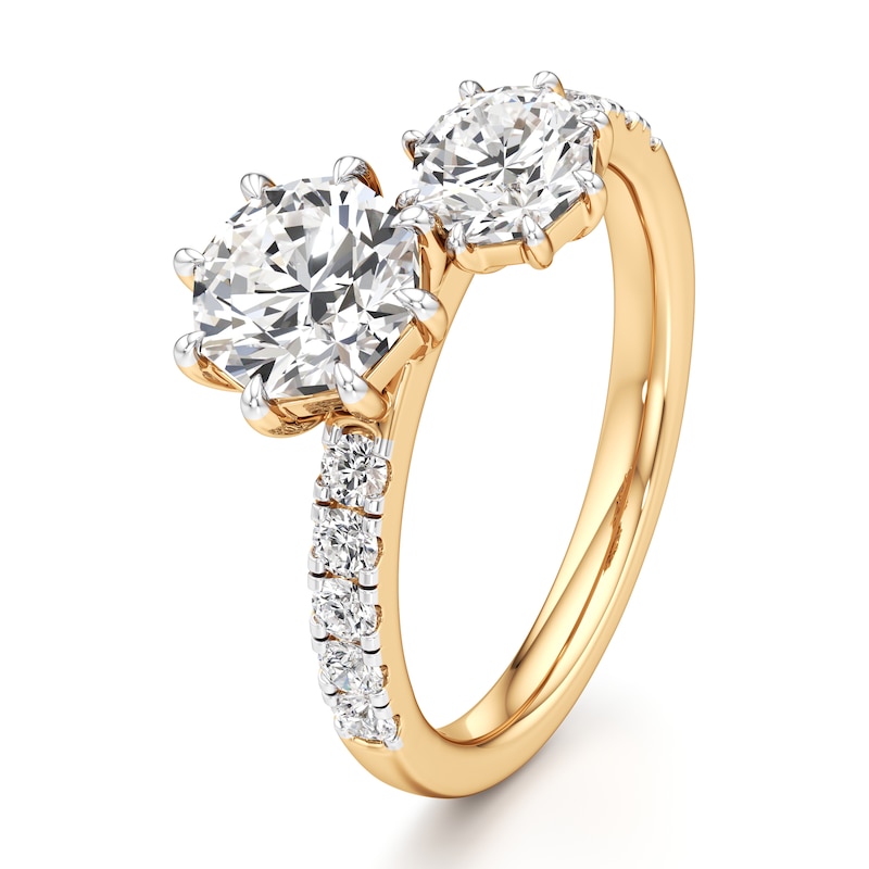 Main Image 4 of J'Lure Octagon Brilliant-Cut Two-Stone Lab-Grown Diamond Engagement Ring 1-7/8 ct tw 18K Yellow Gold