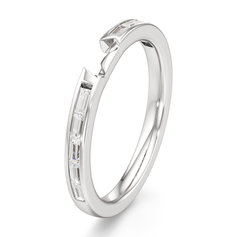 Main Image 4 of J'Lure Baguette-Cut Lab-Grown Diamond Contour Wedding Band 3/8 ct tw 18K White Gold