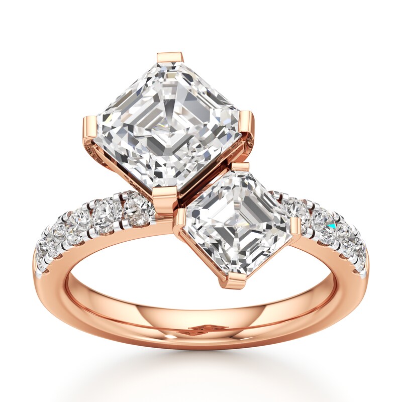 Main Image 1 of J'Lure Square-Emerald Step-Cut Two-Stone Lab-Grown Diamond Engagement Ring 4-5/8 ct tw 18K Rose Gold