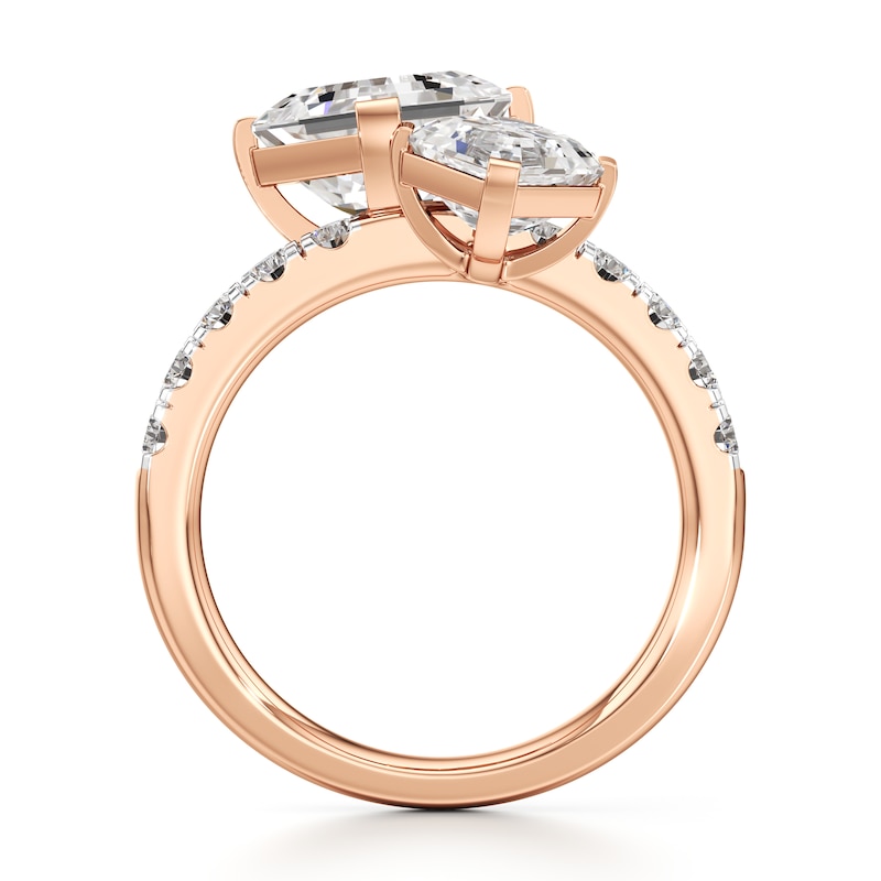 Main Image 2 of J'Lure Square-Emerald Step-Cut Two-Stone Lab-Grown Diamond Engagement Ring 4-5/8 ct tw 18K Rose Gold