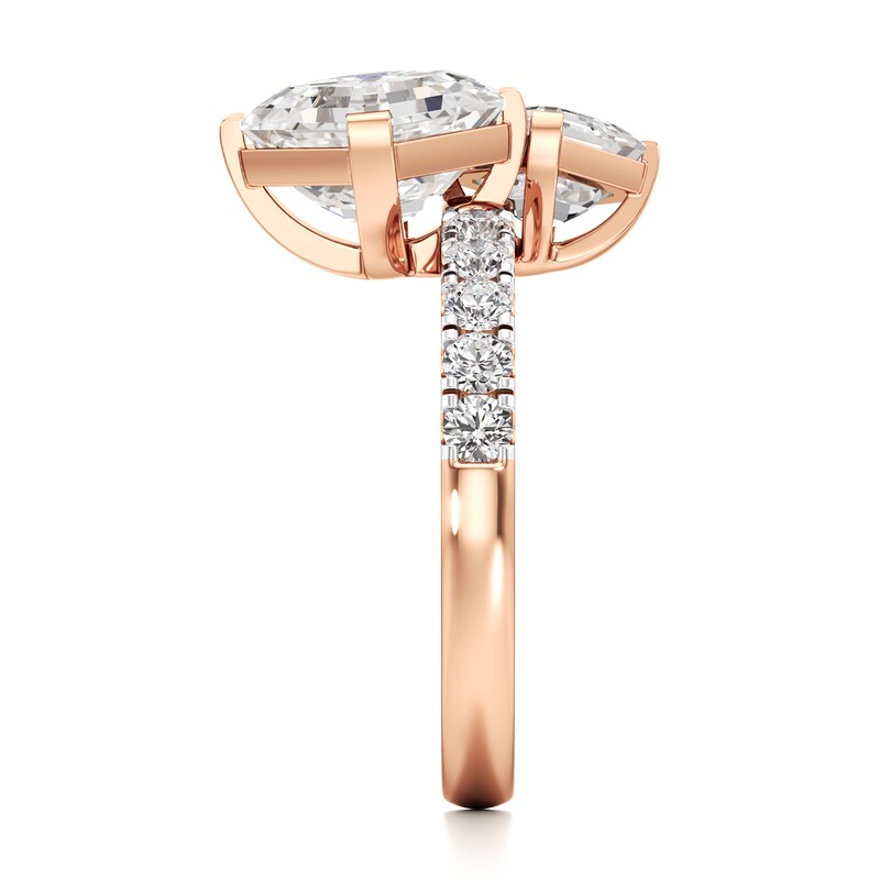 Main Image 3 of J'Lure Square-Emerald Step-Cut Two-Stone Lab-Grown Diamond Engagement Ring 4-5/8 ct tw 18K Rose Gold