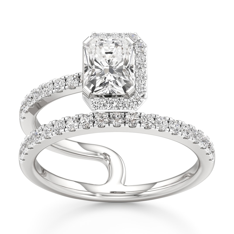 Main Image 1 of J'Lure Radiant Brilliant-Cut Lab-Grown Diamond Spiral Engagement Ring 1-3/8 ct tw 18K White Gold