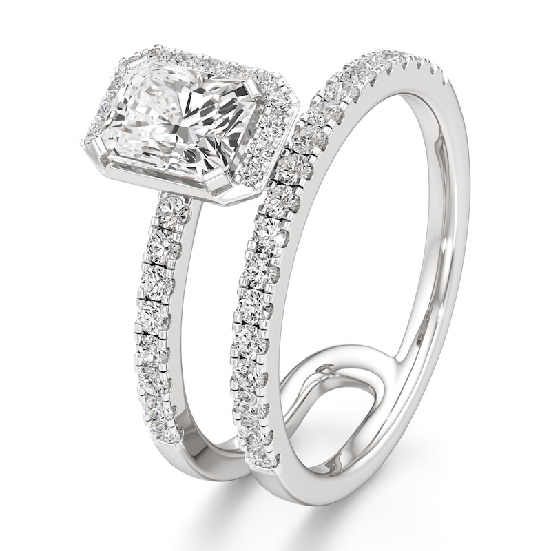 Main Image 4 of J'Lure Radiant Brilliant-Cut Lab-Grown Diamond Spiral Engagement Ring 1-3/8 ct tw 18K White Gold