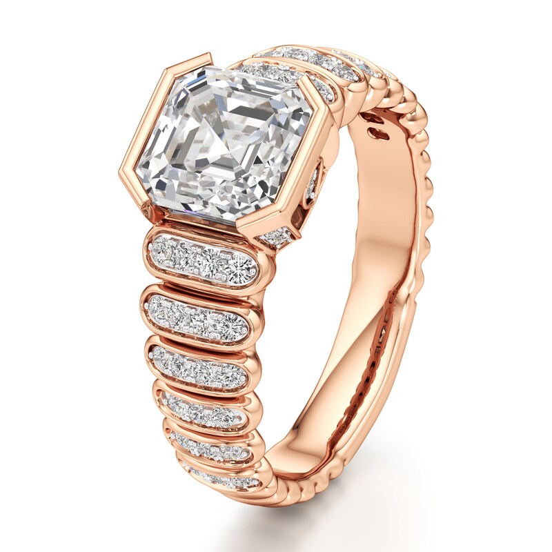 Main Image 4 of J'Lure Square-Emerald Step-Cut Lab-Grown Diamond Engagement Ring 2-1/3 ct tw 18K Rose Gold