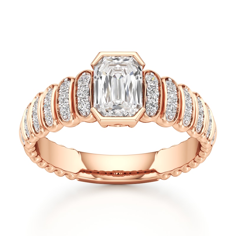 Main Image 1 of J'Lure Imperial-Emerald Step-Cut Lab-Grown Diamond Engagement Ring 1-1/4 ct tw 18K Rose Gold